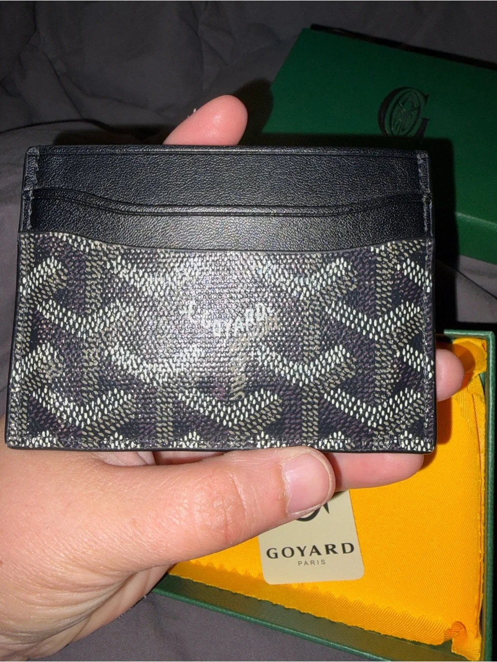 Goyard Black and Gray Goyardine Card Holder